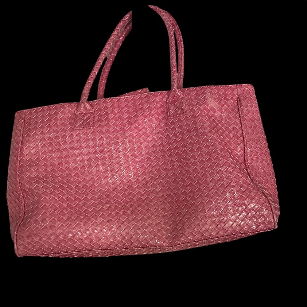 Big pink Elizabeth Arden Pink faux croc tote bag